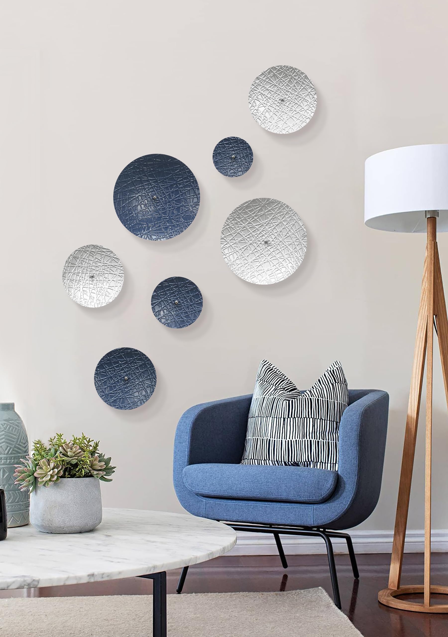 その他 Etain decoration murale Amazon.com: TEIPAI Silver and Blue Wall Decor for Living